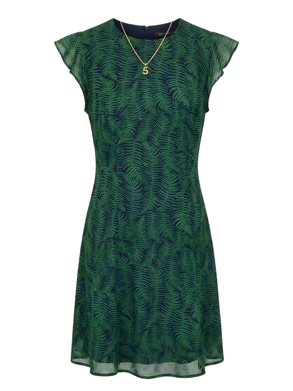 Michael Kors Green Ferns -Print Flutter Sleeve Mini Dress